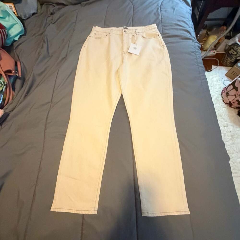 Pistola Kate High Rise Slim Straight Jeans Size 32 Cream White Brand New w Tags